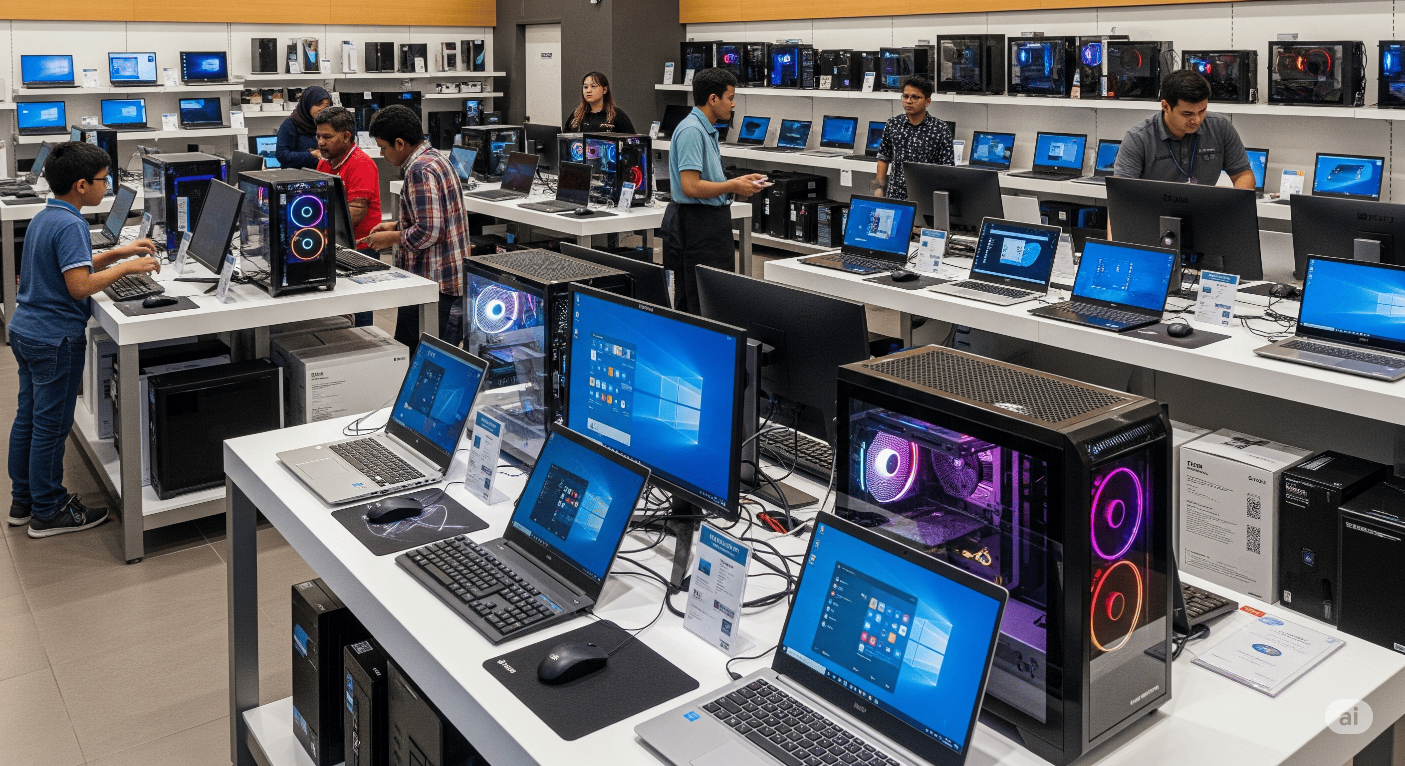 Imagen de una laptop y una computadora de escritorio